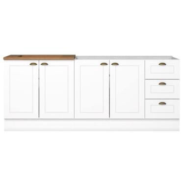 Imagem de Balcao Pia 120cm Balcao Cooktop 80cm Americana Branco Nature Henn