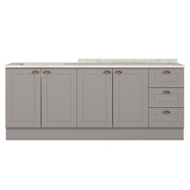 Imagem de Balcao Tampo 120 cm Balcao Cooktop 80 cm Americana Cinza Calcare Henn