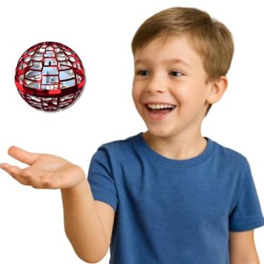 Imagem de Drone De Brinquedo Vermelho Bola Voador Spinner Luz Led