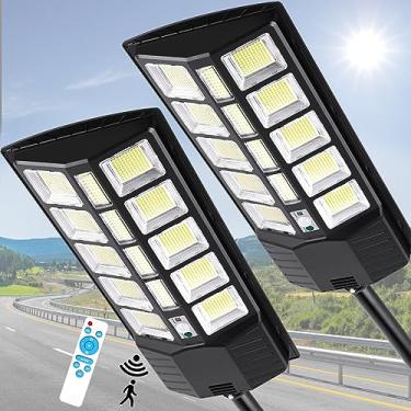 Imagem de ZJOJO Luz solar externa à prova d'água, 30000LM 1160 LEDs luzes de rua solares para fora do crepúsculo ao amanhecer, luz de LED 9000K para estacionamento, holofotes alimentados por energia solar com