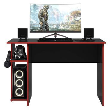 Imagem de Mesa Gamer Leeds Q01 - Adj Decor Preto/Vermelho
