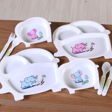 Imagem de Kit Alimentação Infantil 4 Peças Fibra De Bambu Bene Casa Elefante Azul