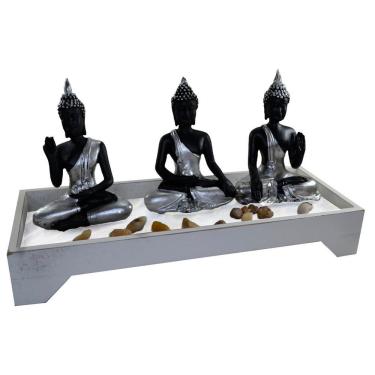 Imagem de Terrário Bandeja Areia Altar Jardim Zen Decorativo Meditação Madeira 13cm
