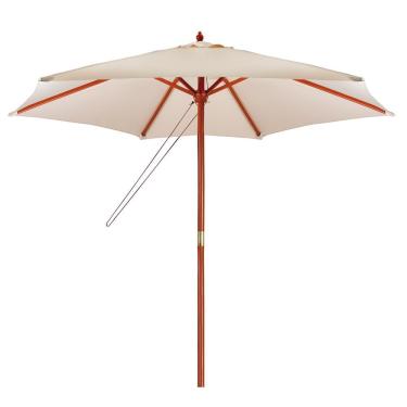 Imagem de Ombrelone Em Madeira Jardim Piscina Praia 3m Mor Cor:bege Bege