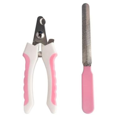 Imagem de Kit Alicate Pet Tesoura Corte De Unhas Cães E Gatos + Lixa Cortador Rosa