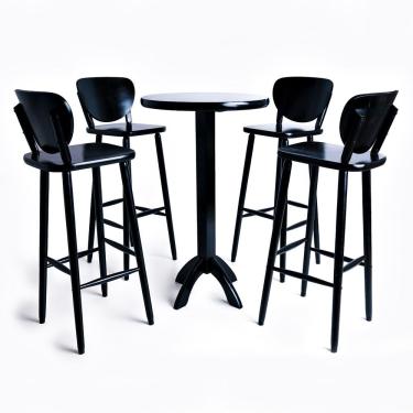 Imagem de Conjunto Bistrô Mesa Red Alta 4 Banq Mad Preto - Vivaligna