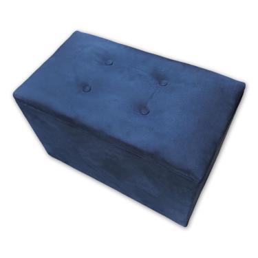 Imagem de Puff Baú Banqueta Retangular Organizar E Decorar Suede 60cm Azul Marinho