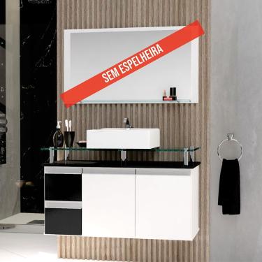 Imagem de Gabinete Banheiro 2 Gavetas 2 Portas Diamante 80cm - Preto - Preto