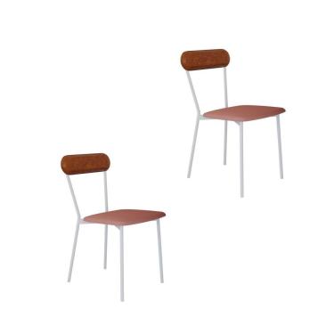 Imagem de Cadeira Fixa Estofada Vintage Emília Com 2 Unidades Rose-caramelo-branco