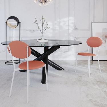 Imagem de Cadeira Fixa Estofada Vintage Elipse Com 2 Unidades Rosê-branco Fosco