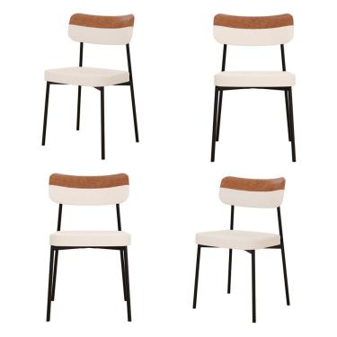 Imagem de Kit Com 4 Cadeiras Para Sala De Jantar Mona Yescasa Palha Corriente-caramelo