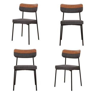 Imagem de Kit Com 4 Cadeiras Para Sala De Jantar Mona Yescasa Grafite Corriente-caramelo