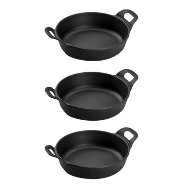 Imagem de Kit 3 Travessas Redonda 18 Cm 0,9l Em Ferro Fundido Panela Mineira
