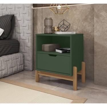 Imagem de Mesa de Cabeceira Antares 1 Gaveta Verde Oliva Casa D 