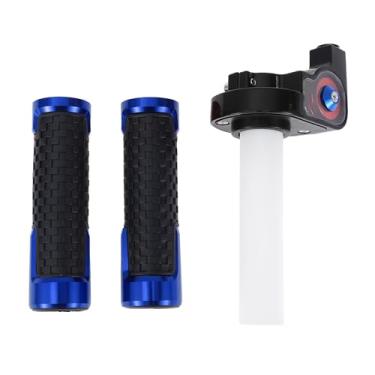 Imagem de TUCKBOLD Kit de capa de manopla de motocicleta 22 mm 15/40.6 cm 24 mm liga de alumínio antiderrapante, barra de manípulo de borracha punhos do acelerador azul 1 conjunto