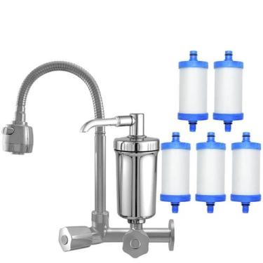 Imagem de Torneira Com Filtro Cozinha Parede Gourmet +4 Refil Extra - Dazie Meta