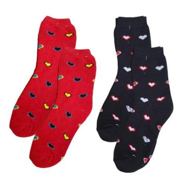 Imagem de Kit 2 Pares de Meias Feminina Inverno Grossa Macia Cano Alto - RJC, Ve