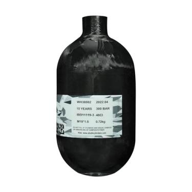 Imagem de TUXING Tanque HPA de fibra de carbono 4500Psi 48Ci/0,8L, cilindro de gás de tanque de ar PCP, para rifles de ar PCP, pistola de paintball, rosca FX M18 * 1,5