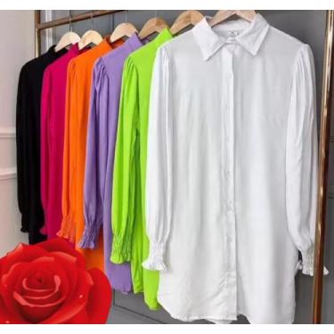 Imagem de Chemise Viscolinho Camisa Comprida - Fátima Morais, Verde bandeira, M