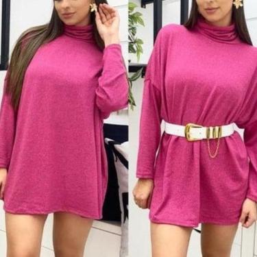 Imagem de Vestido feminino Mini gola alta manga longa lanzinha fashion - Filó Mo