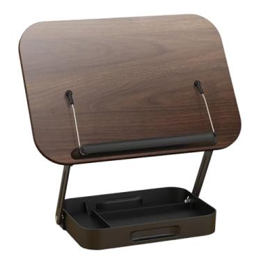 Imagem de Nishiyuenyi Suporte para livros de mesa dobrável com painel de madeira e altura ajustável, suporte para livros de receitas, partituras e de receitas, Preto
