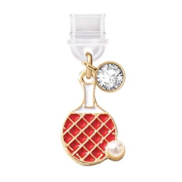 Imagem de ELISE & FONDA Porta de carregamento tipo C TP679, plugue antipoeira, pequena raquete de tênis de mesa com pingente de telefone celular bola para iPhone 15/16/Samsung/OnePlus/Xiaomi/oppo telefones