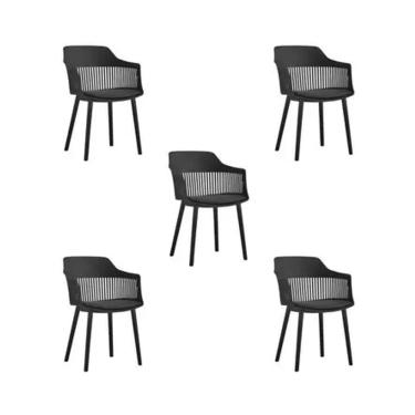 Imagem de Kit 5 Cadeiras Polipropileno Marcela Montreal Preta para Sala de Jantar ou Escritório