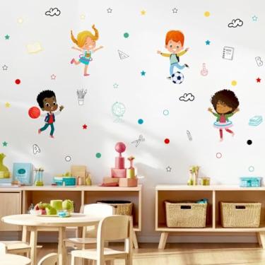 Imagem de Adesivo de Parede Infantil Espaço Kids Lavável Seguro Fácil Aplicação Ideal Para Escola Quarto Brinquedoteca Sala Menina Menino