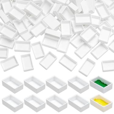 Imagem de PH PandaHall 100 peças de formas vazias de aquarela de 3,2 ml, bandeja de tinta vazia de plástico para materiais de pintura, pintura de desenho de arte DIY, paleta de aquarela, paleta de caixa de lata