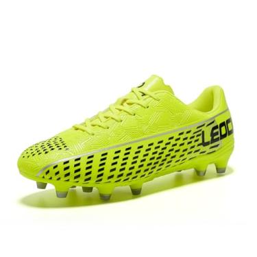 Imagem de LEOCI Chuteiras de futebol masculinas e femininas unissex para uso ao ar livre botas de rúgbi firmes, Volt, amarelo-preto, 8.5 Women/7.5 Men