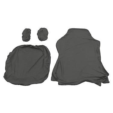 Imagem de Hilitand Capa de Cadeira de Computador Respirável de Alta Resiliência Tampa de Cor Pura para o Escritório Em Casa 2pcs Conjunto (Cinza escuro)