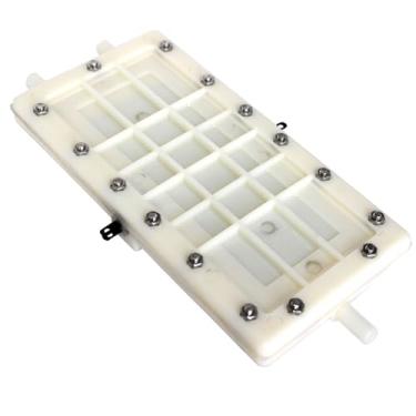 Imagem de Célula eletrolítica de titânio MMO para gerador de ácido hipocloroso - 3 ânodos Ru-Ir | Eletrólise de água salgada 0-24V / 5A | Vazão de 80L / h com 3 conectores gratuitos