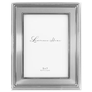 Imagem de Lawrence Frames Moldura de metal banhada a prata, painel interno de prata escovada, 12 x 17 cm