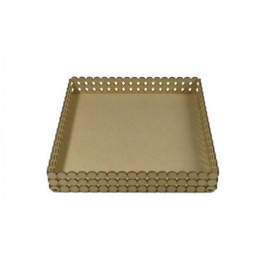Imagem de Bandeja Pérolas Quadrada 25x25x5cm Lisa - MDF a Laser - Arte Magazine