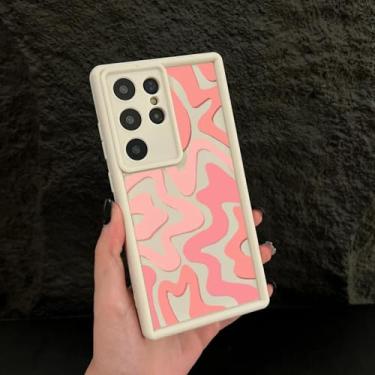 Imagem de YOGISU Capa macia com padrão listrado de luxo para Samsung A56 (para Samsung A56/branco 033)