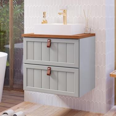 Imagem de Gabinete Suspenso para Banheiro com Cuba Ketlyn Espresso Móveis Pistache