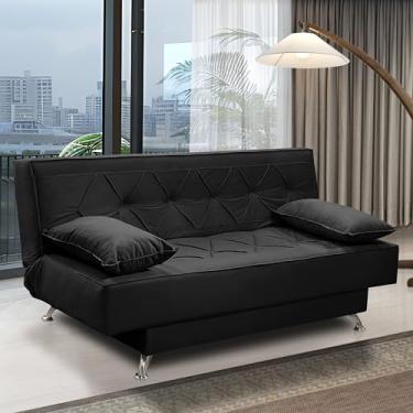 Imagem de Sofá Cama 1,80m Íris Suede Preto Adonai Estofados