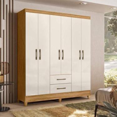 Imagem de Guarda Roupa Casal Ambiente Panamá 6 Portas Freijó Off White - Moval -