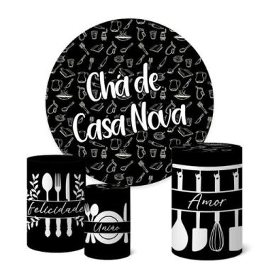 Imagem de Trio Capas Cilindro + Painel Redondo 1,50m Chá De Cozinha - Fadrix, K1
