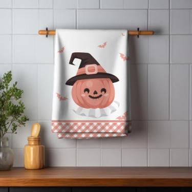 Imagem de Pano de Prato Atoalhado Halloween – 40x60cm – Estampa Divertida de Abóboras e Fantasmas – Secagem Rápida e Alta Absorção (Halloween 05)