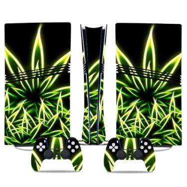 Imagem de Adesivo de vinil protetor brilhante para peles/adesivos envolventes de corpo inteiro aplicável ao console PS5 PlayStation 5 Pro e 2 controles (Luminous Plants, PS5 Pro Digital Edition)