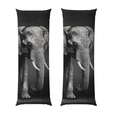 Imagem de Capa de travesseiro corporal com zíper oculto, fronha longa de microfibra macia e respirável para travesseiro corporal, capas de travesseiro de elefante preto e branco para dormir, presente de cama
