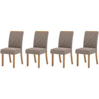 Imagem de Cadeira Sala de Jantar Vita Kit 4 Un Nature/Suede Light Bege - Henn