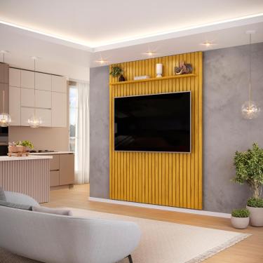 Imagem de Painel para TV até 65 Polegadas Ripado DJ Móveis Trento 183 Cedro