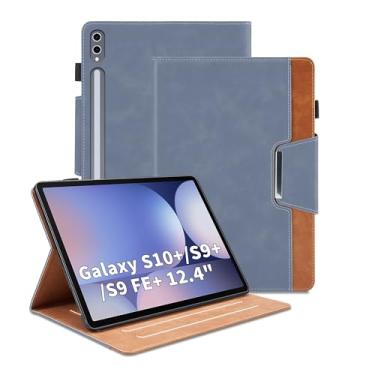 Imagem de Capa para Samsung Galaxy Tab S10 Plus/S9 FE Plus/S9 Plus de 12,4 polegadas - Capa com suporte de visualização em vários ângulos com bolso, capa fólio de couro PU com fecho magnético, capa para tablet