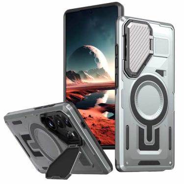 Imagem de Capa com suporte magnético e anel para Samsung Galaxy S25 Plus S24 S23 FE S22 Ultra A56 A36 A26 A16 A55 A35 A25 A15 A14 5G A06 A05S A05 4G, cinza prateado, para Galaxy A25 5G