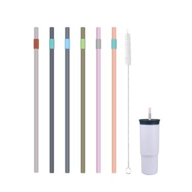 Imagem de KLOWOAH Canudos de substituição compatíveis com copo Owala de 680 g, com 1 escova, pacote com 6 (6 cores)