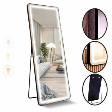 Imagem de Espelho Retangular Corpo Inteiro Moldura Aluminio Led 170x70 Grande - 