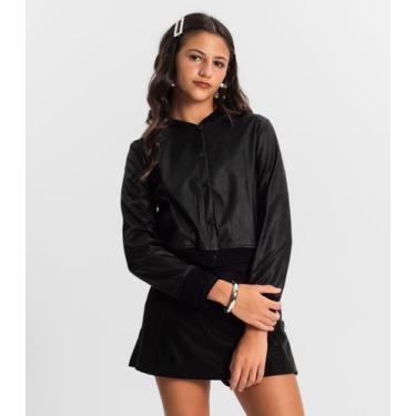 Imagem de Casaco Juvenil Feminino Material Sintético Minty Preto, 18, Preto