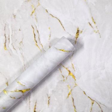 Imagem de Papel de Parede Autoadesivo de Mármore Texturizado, Rolo de 5 Metros x 45 cm, Branco (1)